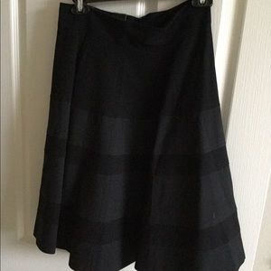 Black A-line skirt with black stripes